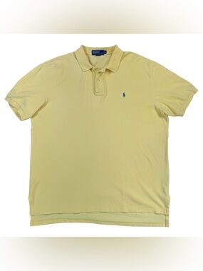 Vintage 90’s Polo Ralph Lauren Pastel Yellow Short-Sleeve Polo with Blue Pony XL